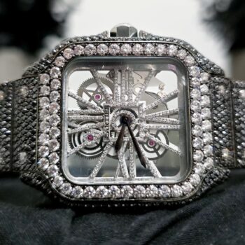 Luxury Cartier Skeleton Diamond Watch – Men’s Automatic Timepiece | Iced-Out Santos Style | Montréal, Québec