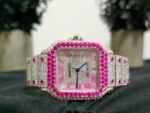 Luxury Cartier Santos Watch – Custom Diamond & Ruby Edition | Montre de Luxe Cartier Québec
