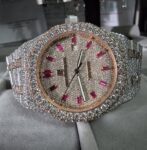 Luxury Fully Iced-Out Diamond & Ruby Watch – Premium Rose Gold Edition for Men & Women